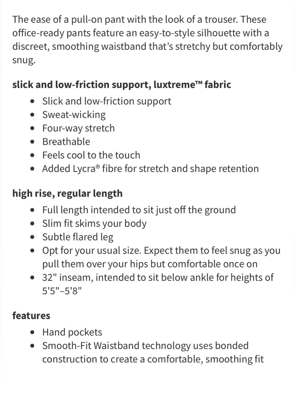 Lululemon Smooth Fit Pull-On High-
Rise Pant *Regular, size 8, tauptastic colour - Picture 13 of 13